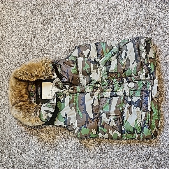 STUNNING DENIM & SUPPLY RALPH LAUREN CAMO FUR LINED PUFFER VEST - Picture 1 of 10